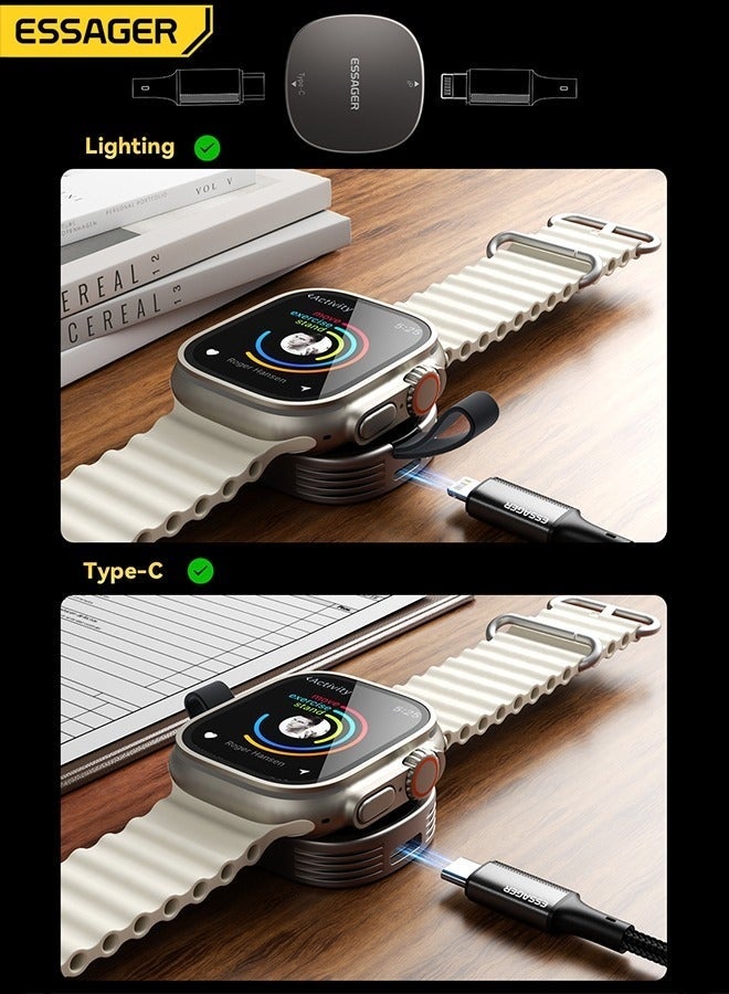 ايساجر شاحن لاسلكي مغناطيسي لساعة Apple Watch، قاعدة شحن سريعة، متوافق مع جميع موديلات Apple Watch، تصميم صغير الحجم وقابل للحمل، سهل الاستخدام، محطة شحن مريحة للمنزل والسفر - Image 4